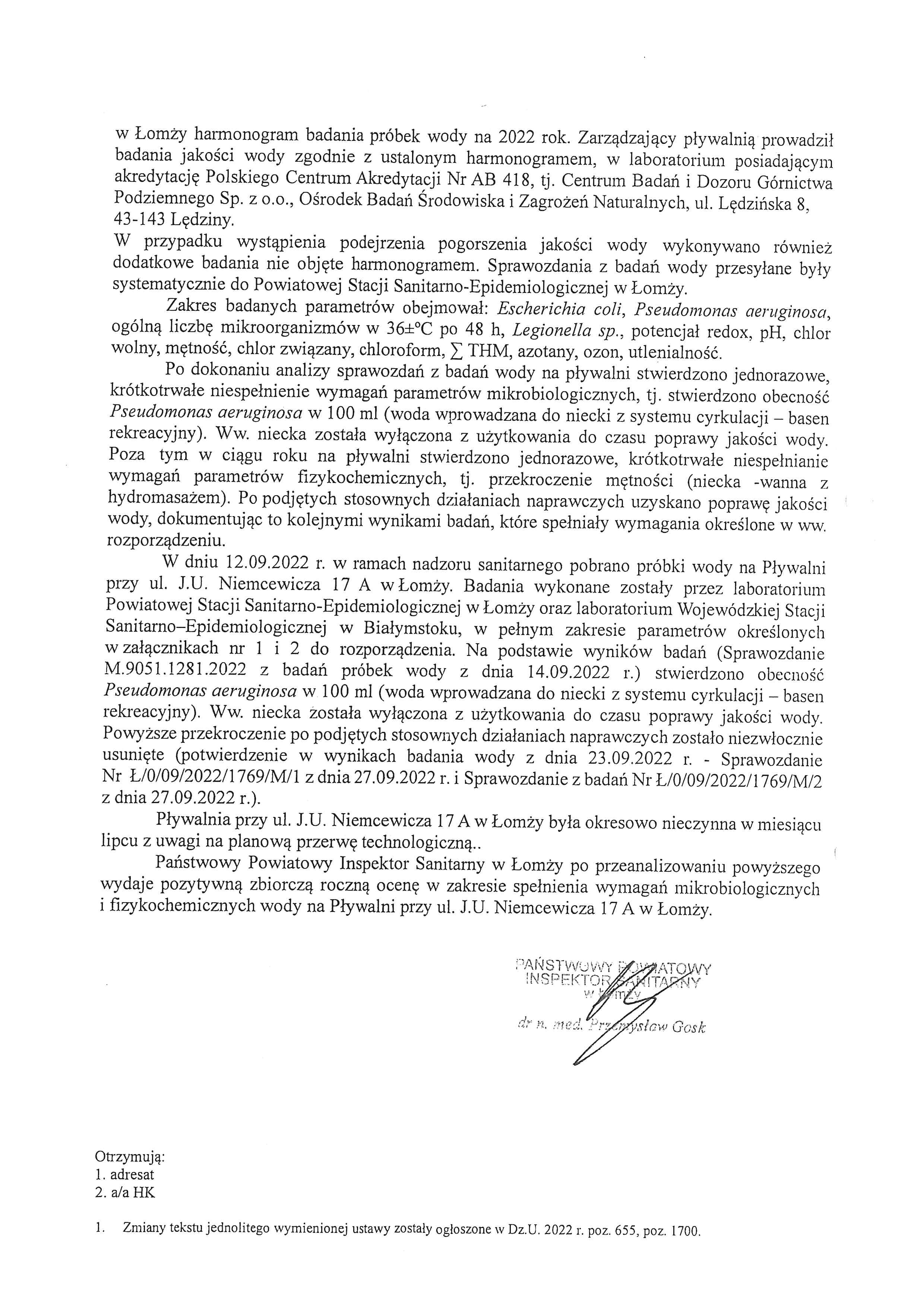 Skan dokumentu z sanepidu zbiorcza ocena jakości wody strona 2