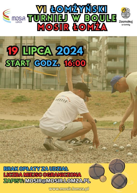 plakat ze zdjęciem osób grających w boule na zewnątrz