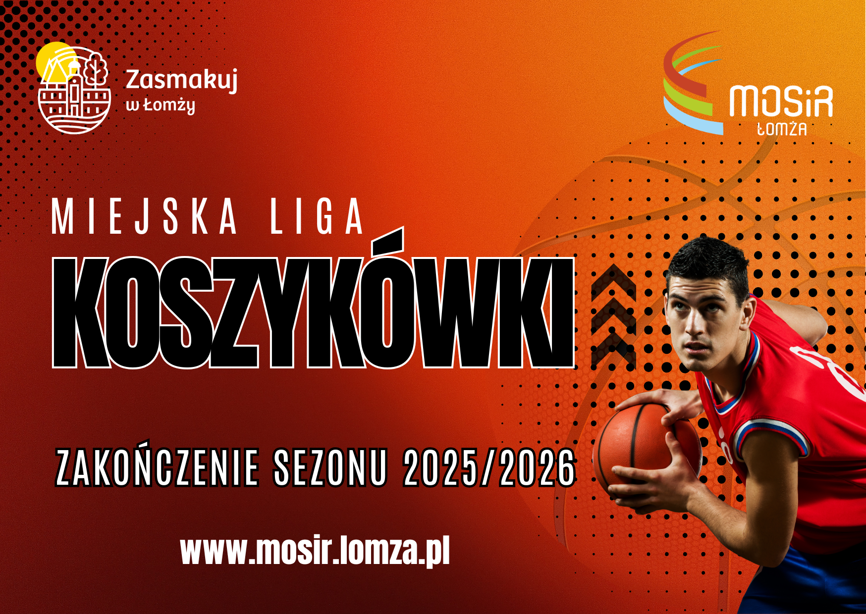 grafika Miejska Liga Koszykówki, mężczyzna z piłką do koszykówki